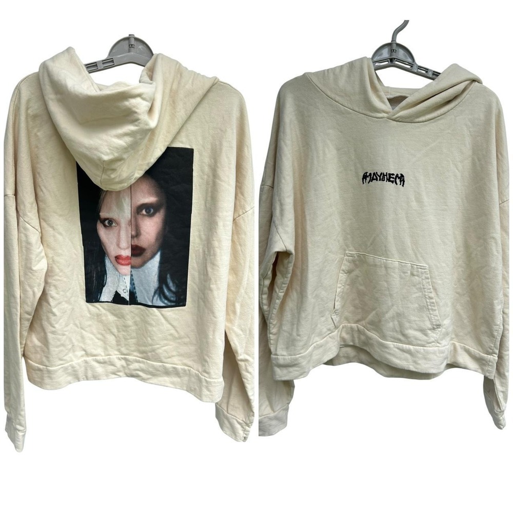 Lady Gaga Mayhem Dual Photo Cropped Hoodie 2XL Cream Official Tour Merch